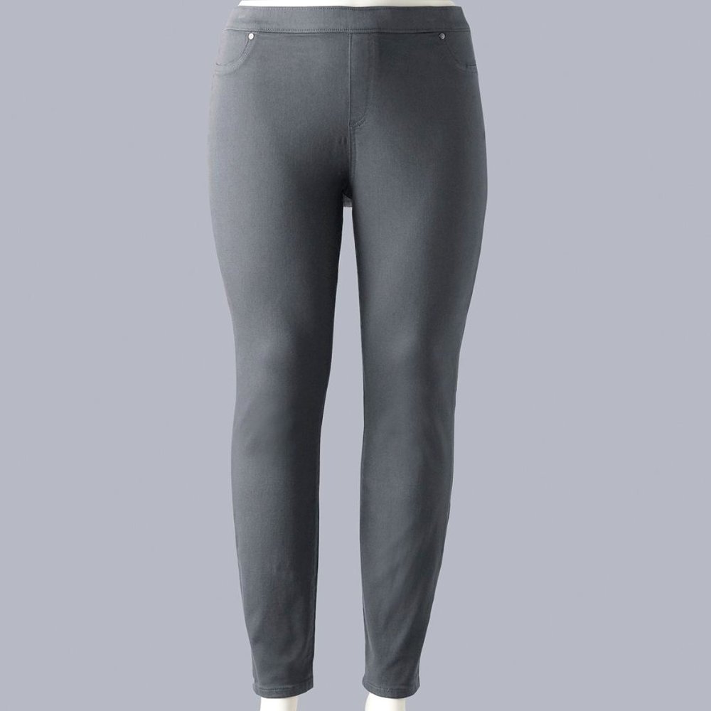 NWT Vera  Wang Midrise Stretch Denim Leggings  Grey 2X